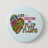 Het leven is beter in Teenslippers- Summer Vibes Ronde Button 7,6 Cm (Voorkant)