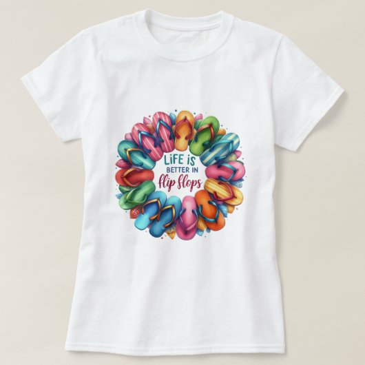 Het leven is beter in teenslippers t-shirt (Design voorkant)