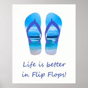 Het leven is beter in Teenslippers Vun Beach Quote Poster