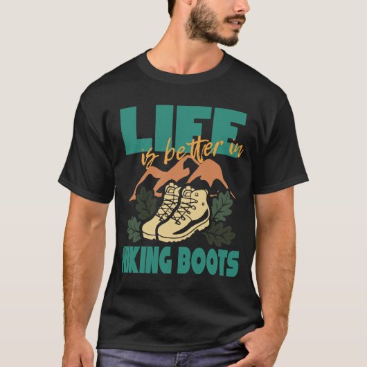Het leven is beter in wandelschoenen, heek t-shirt (Voorkant)