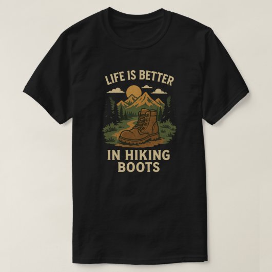 Het leven is beter in wandelschoenen t-shirt (Design voorkant)