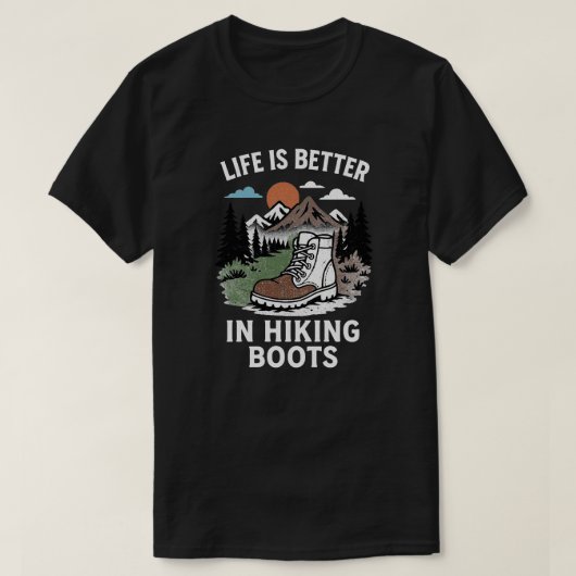 Het leven is beter in wandelschoenen t-shirt (Design voorkant)