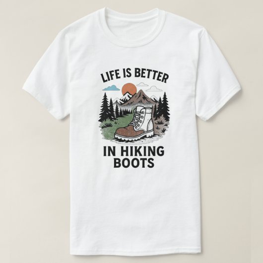 Het leven is beter in wandelschoenen t-shirt (Design voorkant)