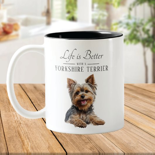 Het leven is beter in Yorkshire Terrier Tweekleurige Koffiemok