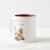 Het leven is beter in Yorkshire Terrier Tweekleurige Koffiemok (Voorkant links)