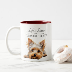 Het leven is beter in Yorkshire Terrier Tweekleurige Koffiemok