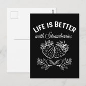 Het leven is beter met aardbeien briefkaart (Voorkant / Achterkant)
