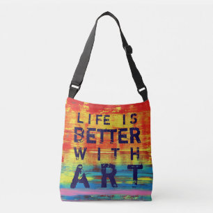 Het leven is beter met Art - Sunny Yellow Abstract Crossbody Tas