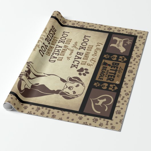 "Het leven is beter met beagle, Hondenliefhebber Cadeaupapier (Uitgerold)