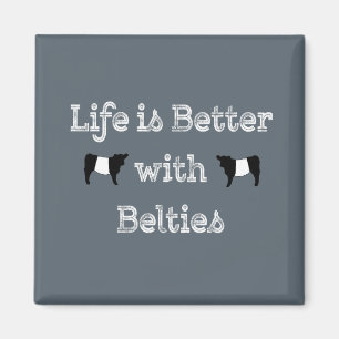 Het leven is beter met Belties Belted Galloway Koe Magneet