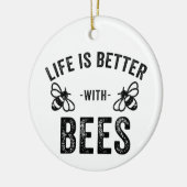 Het leven is beter met bijen koele honing bij dier keramisch ornament (Links)