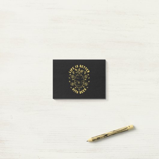 Het leven is beter met bijen post-it® notes (Op bureau)