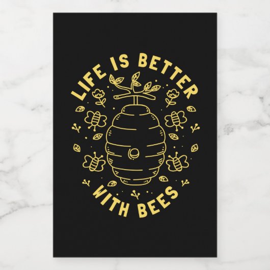 Het leven is beter met bijen wijn etiket (Enkel label)