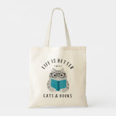 Het leven is beter met boeken en katten tote bag (Achterkant)