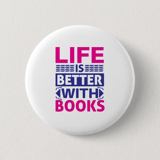 Het leven is beter met boeken ronde button 5,7 cm (Voorkant)