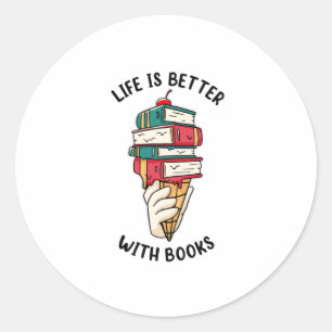 Het leven is beter met boeken ronde sticker