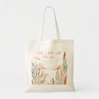 Het leven is beter met Boho Vibes minimalistische Tote Bag