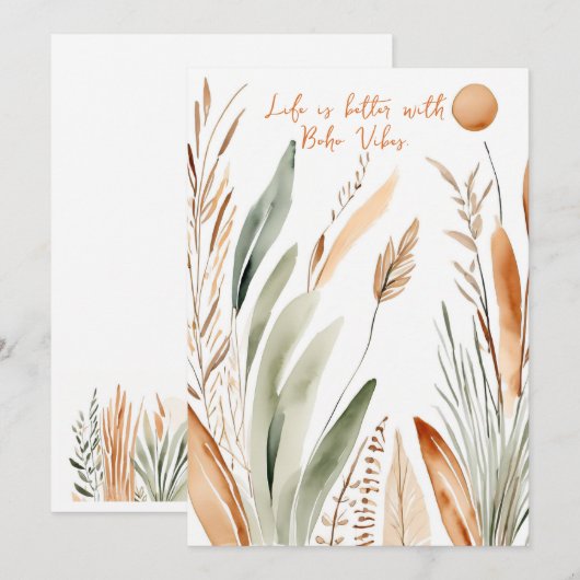 Het leven is beter met Boho Vibes - w / schrijfrui Feestdagenkaart (Voorkant / Achterkant)