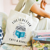 Het leven is beter met Cats and Books Canvas tas
