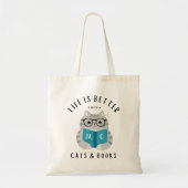Het leven is beter met Cats and Books Canvas tas (Voorkant)