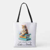Het leven is beter met Cats and Books Canvas tas (Achterkant)