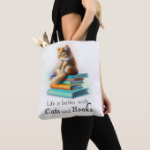 Het leven is beter met Cats and Books Canvas tas (Dichtbij)