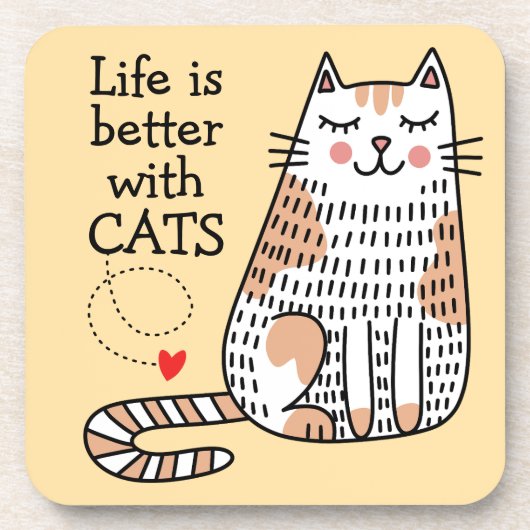 Het leven is beter met Cats Doodle Bier Onderzetter (Voorkant)