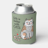 Het leven is beter met Cats Doodle Blikjeskoeler (Blikje Voorkant)