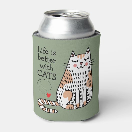 Het leven is beter met Cats Doodle Blikjeskoeler (Blikje Voorkant)