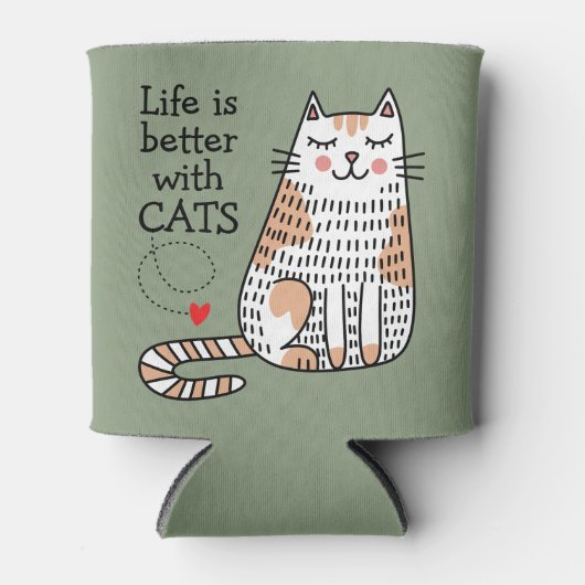 Het leven is beter met Cats Doodle Blikjeskoeler (Voorkant)