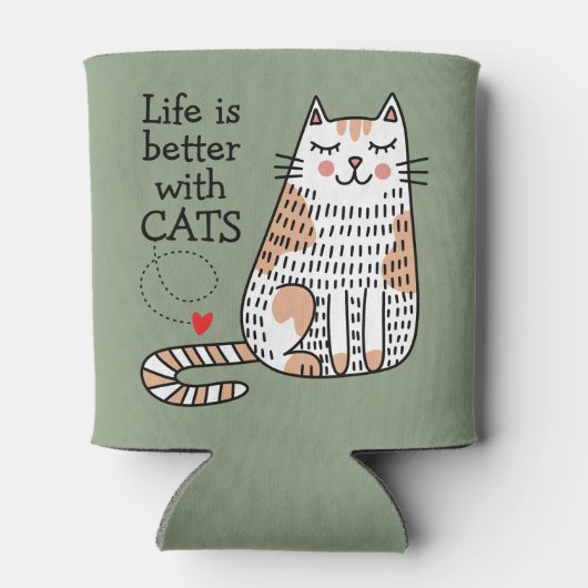 Het leven is beter met Cats Doodle Blikjeskoeler (Achterkant)