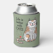 Het leven is beter met Cats Doodle Blikjeskoeler (Blikje Achterkant)