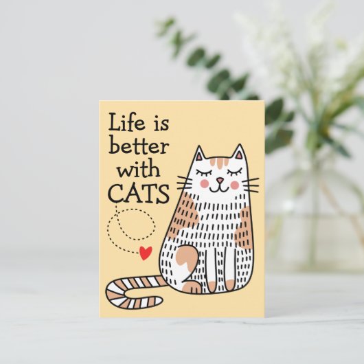 Het leven is beter met Cats Doodle Briefkaart (Staand voorkant)