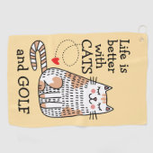Het leven is beter met Cats Doodle Golfhanddoek (Horizontaal)