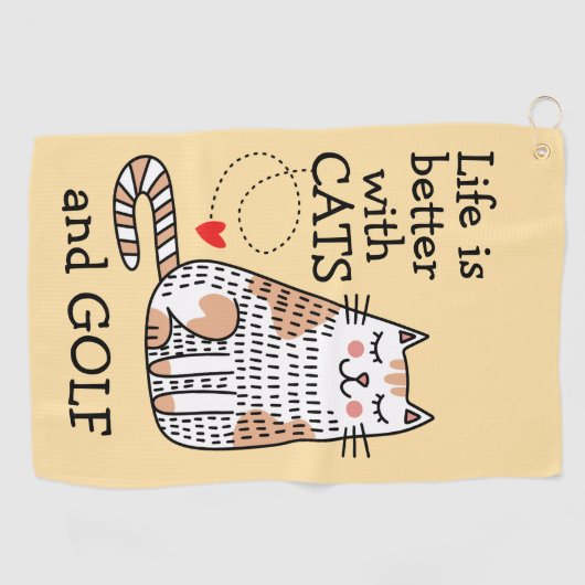 Het leven is beter met Cats Doodle Golfhanddoek (Horizontaal)