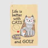 Het leven is beter met Cats Doodle Golfhanddoek (Voorkant)