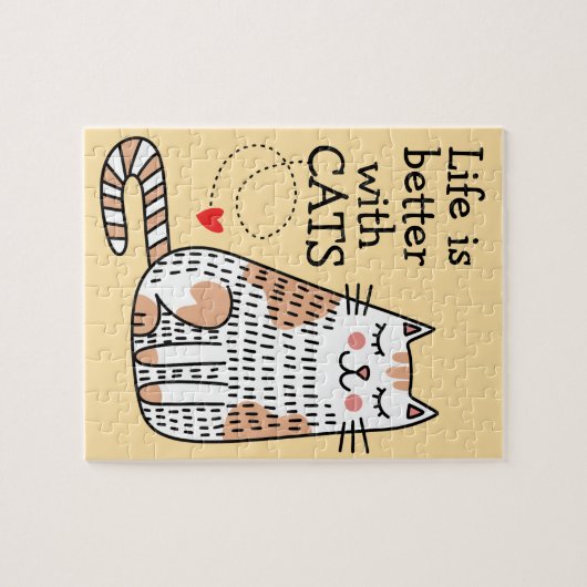 Het leven is beter met Cats Doodle Legpuzzel (Horizontaal)
