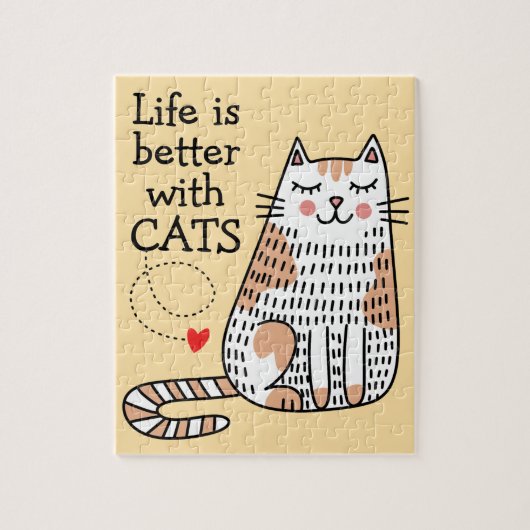 Het leven is beter met Cats Doodle Legpuzzel (Verticaal)