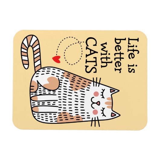 Het leven is beter met Cats Doodle Magneet (Horizontaal)