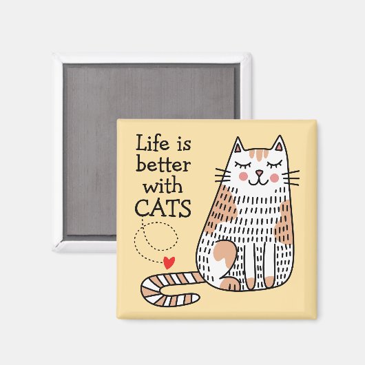 Het leven is beter met Cats Doodle Magneet (Voorkant / Achterkant)