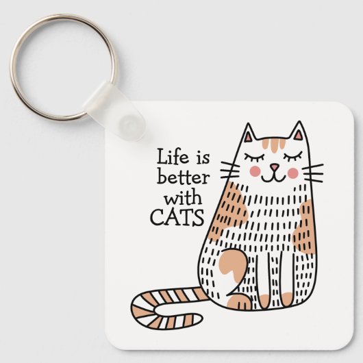 Het leven is beter met Cats Doodle Sleutelhanger (Voorkant)