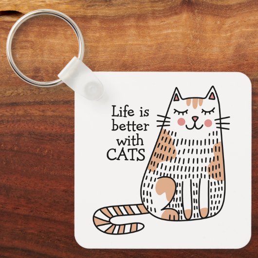Het leven is beter met Cats Doodle Sleutelhanger (Voorkant)
