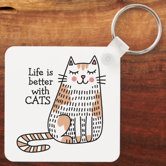 Het leven is beter met Cats Doodle Sleutelhanger (Achterkant)