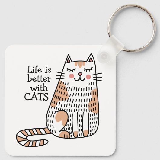 Het leven is beter met Cats Doodle Sleutelhanger (Achterkant)