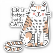 Het leven is beter met Cats Doodle Sticker (Voorkant)