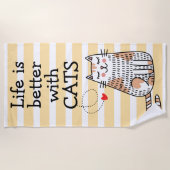 Het leven is beter met Cats Doodle Strandlaken (Voorkant)