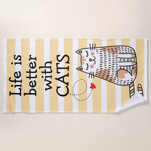 Het leven is beter met Cats Doodle Strandlaken (Voorkant)