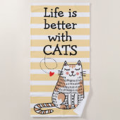 Het leven is beter met Cats Doodle Strandlaken (Voorkant)
