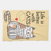 Het leven is beter met Cats Doodle Theedoek (Horizontaal)