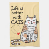 Het leven is beter met Cats Doodle Theedoek (Verticaal)